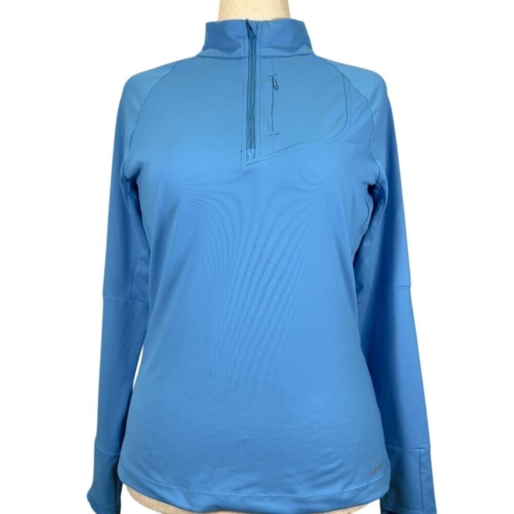 Merrell Select Wick Women's L Blue Quarter-Zip Pullover Thumbholes Mid Layer